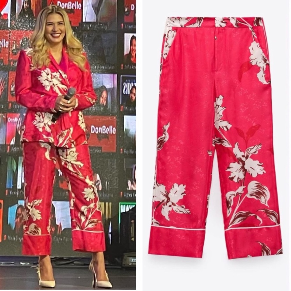 ZARA PRINTED CROPPED TROUSERS PANT NWT SZ M